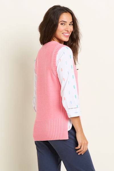 Pink Dim Hem Knitted Vest