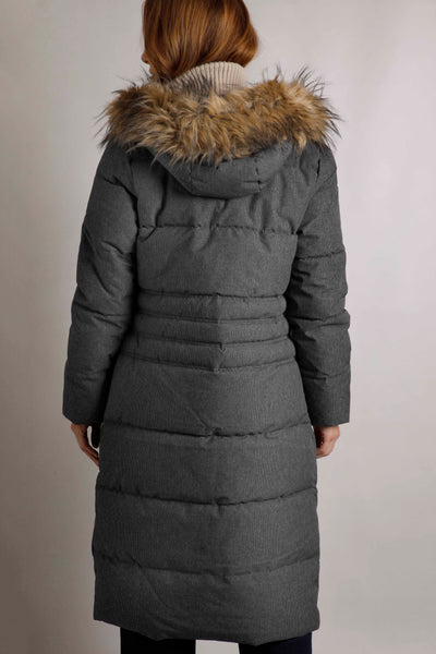 Shola Houndstooth Padded Longline Coat Anthracite