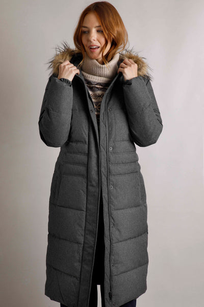 Shola Houndstooth Padded Longline Coat Anthracite