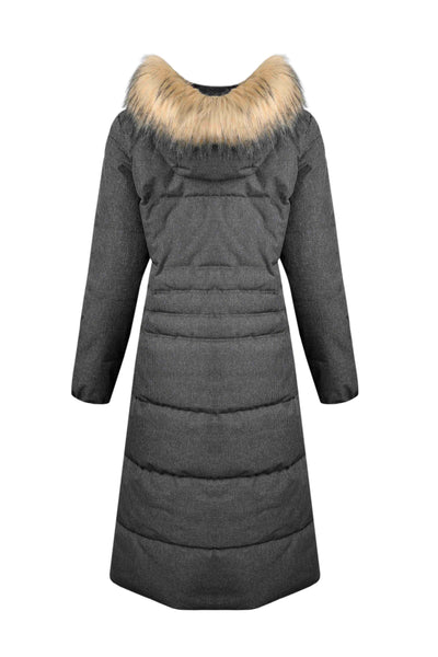 Shola Houndstooth Padded Longline Coat Anthracite