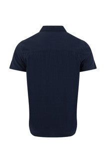Hinton Short Sleeve Textured Crepe Shirt - Navy