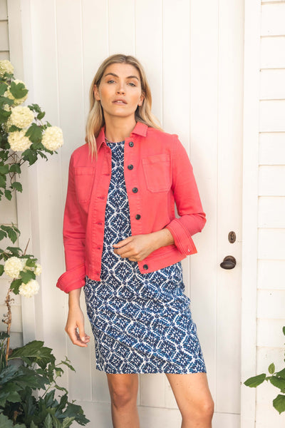 Rosanna Canvas Jacket White/Flamingo