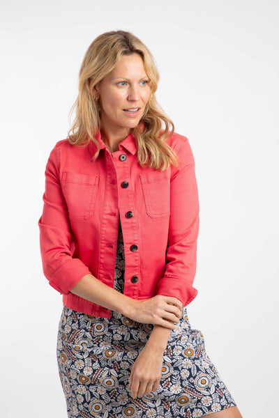 Rosanna Canvas Jacket White/Flamingo