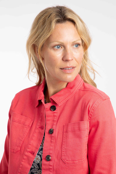 Rosanna Canvas Jacket White/Flamingo