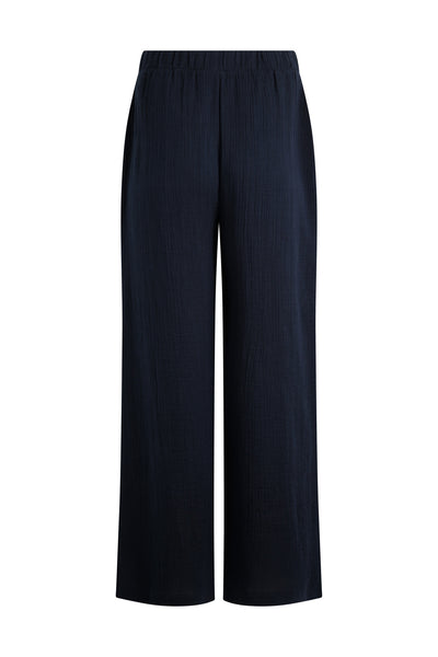 Zelaya Organic Cotton Double Cloth Wide Leg Trousers Navy