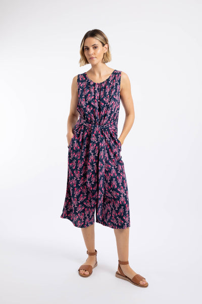 Nalani Printed Viscose Jumpsuit Mid Navy lobster print
