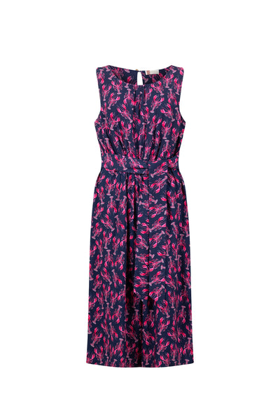 Nalani Printed Viscose Jumpsuit Mid Navy lobster print