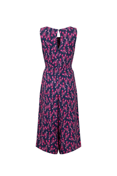 Nalani Printed Viscose Jumpsuit Mid Navy lobster print