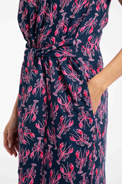 Nalani Printed Viscose Jumpsuit Mid Navy lobster print