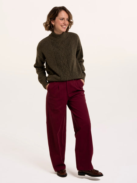Signe Stitch Detail Knitted Roll Neck Jumper - Khaki