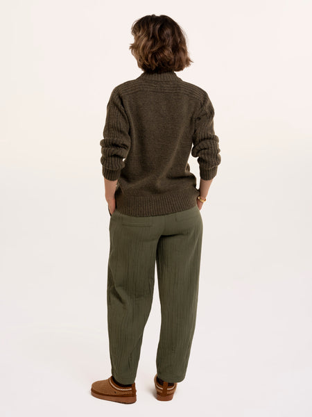 Signe Stitch Detail Knitted Roll Neck Jumper - Khaki