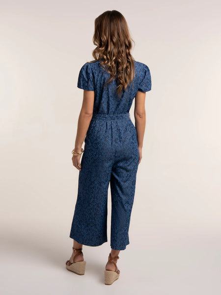 Buzios Ikat Printed Cropped Wide Leg Jumpsuit