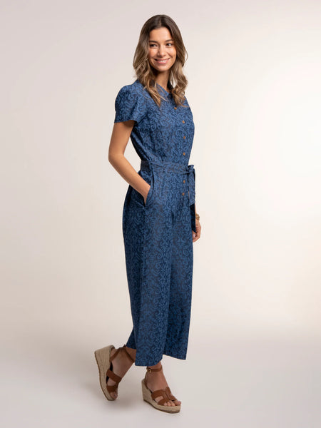 Buzios Ikat Printed Cropped Wide Leg Jumpsuit