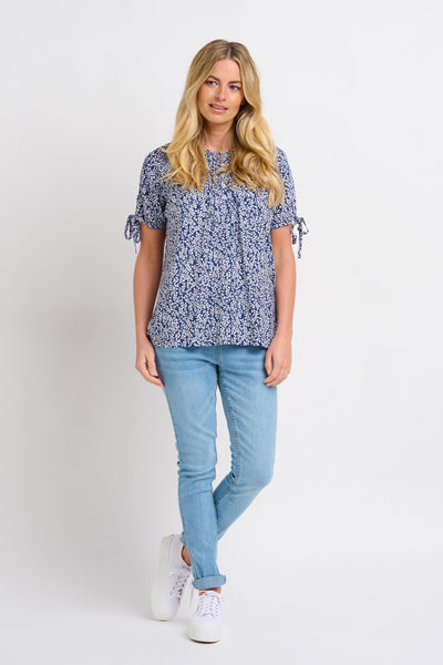 FLORAL TRAIL PINTUCK BLOUSE