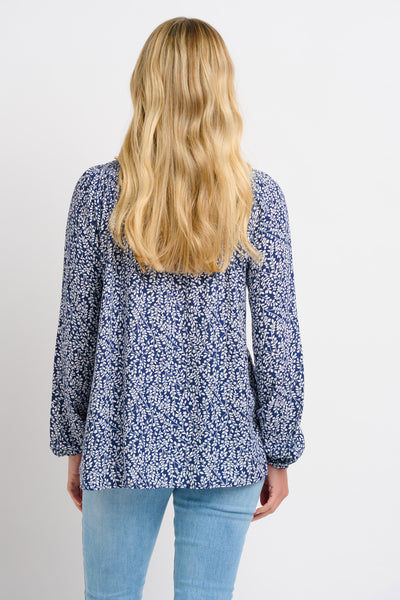 FLORAL TRAIL SHIRRING BLOUSE