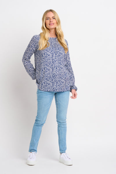 FLORAL TRAIL SHIRRING BLOUSE