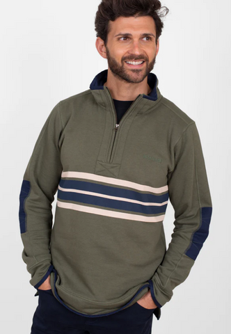 Khaki Stripe 1/4 Zip